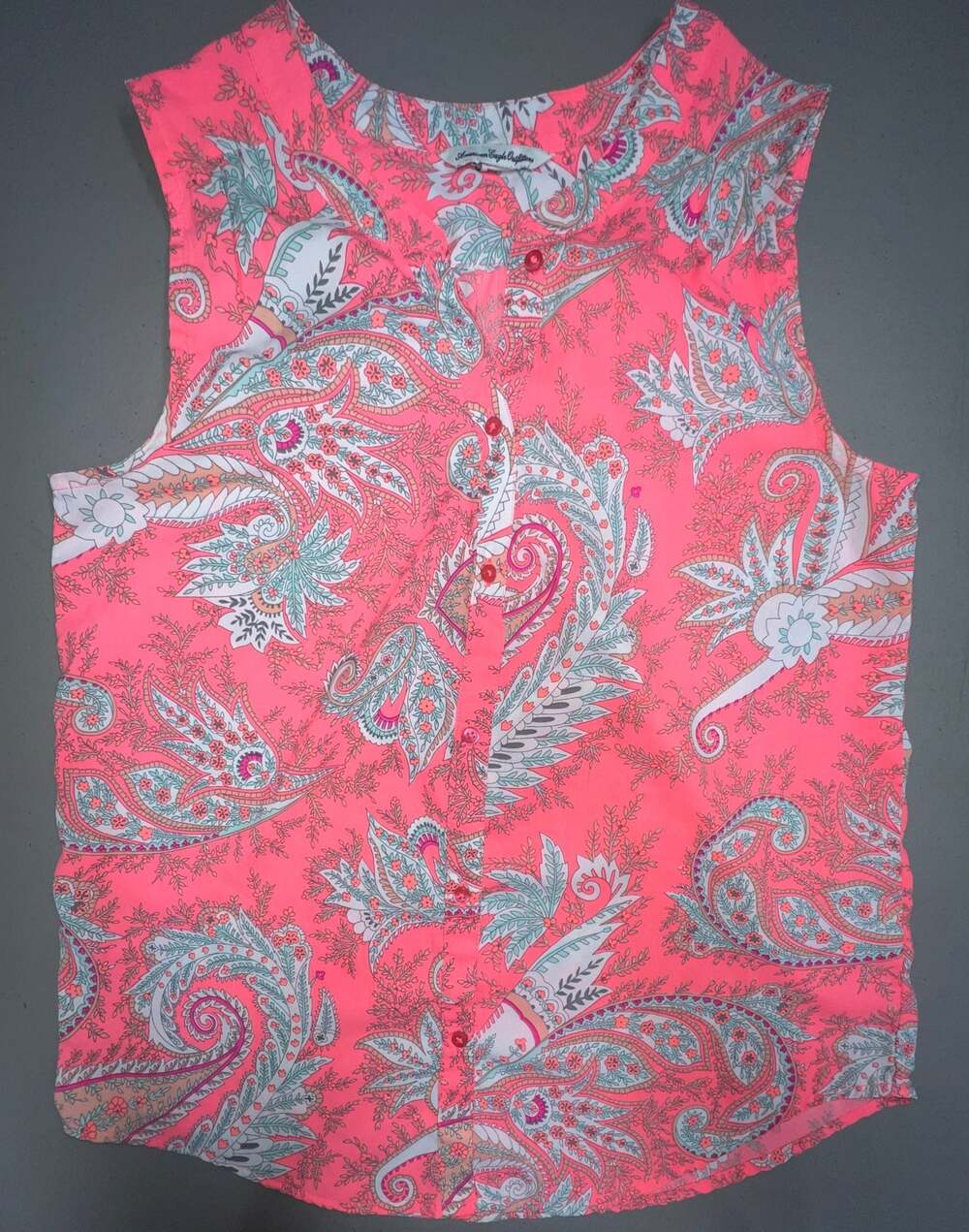 American Eagle Button Down Tank Neon Womens XS